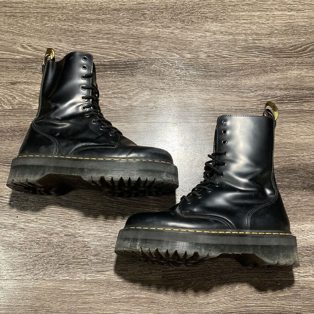 Dr. Martens Jadon Platform Black Leather Womens Boot Size 10 - Picture 2 of 13